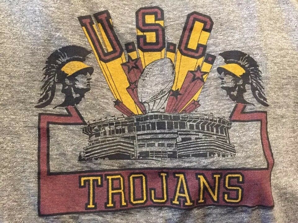 Vintage u.s.c. Trojans University Southern California Ncaa Gray Color T Shirt.